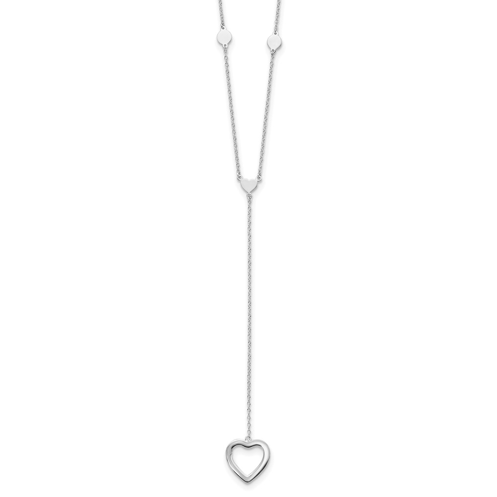 Sterling Silver Rhodium-plated Hearts w/2in ext. Y-Necklace (QG4389-16)