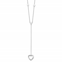Sterling Silver Rhodium-plated Polished Hearts with 2 Inch Extension Y-Necklace, 16" view 1