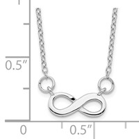 Sterling Silver Rhodium-plated Polished Infinity Symbol Necklace with 2 Inch Extension, 16" view 4