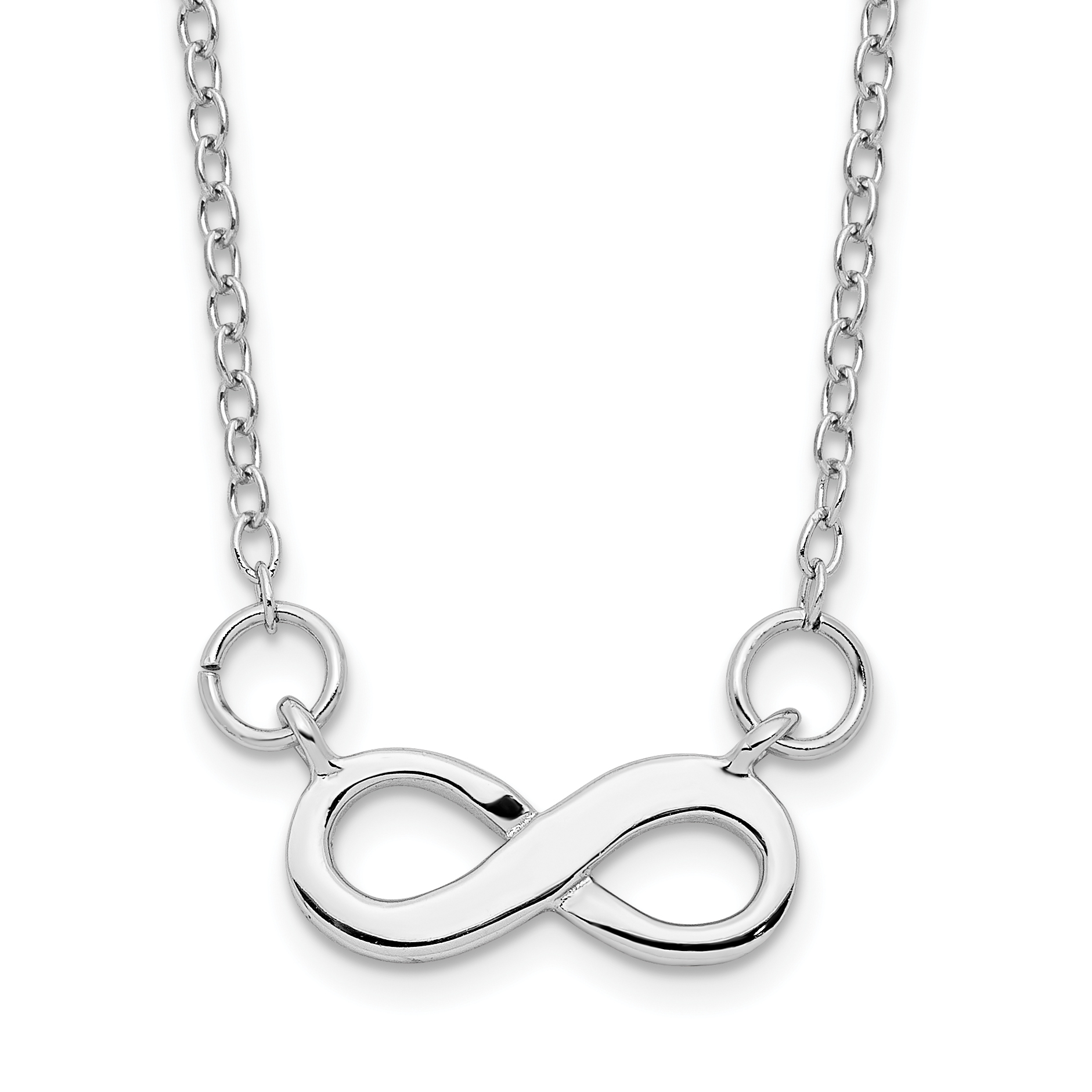 Sterling Silver Rhodium-plated w/ 2in ext. Infinity Necklace (QG4394-16)