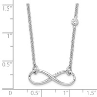 Sterling Silver Rhodium-plated CZ Infinity Symbol Necklace, 18" view 4