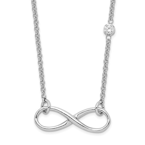 Sterling Silver Rhodium-plated CZ Infinity Symbol Necklace, 18"