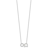 Sterling Silver Rhodium-plated CZ Infinity Love Necklace, 18" view 2