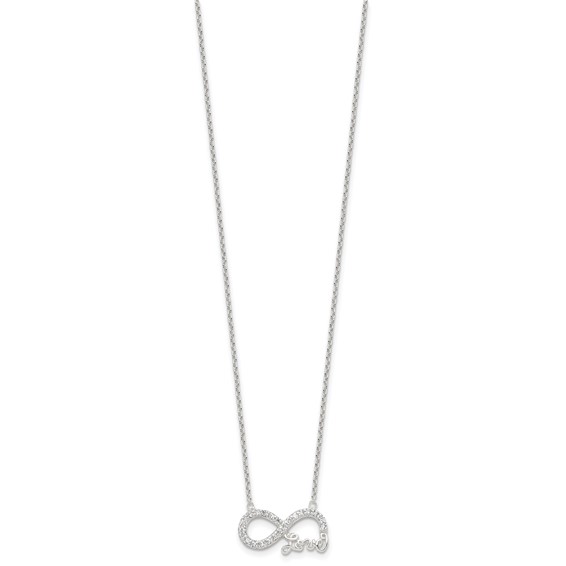 Sterling Silver Rhodium-plated CZ Infinity LOVE Necklace