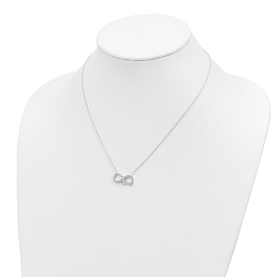 Sterling Silver Rhodium-plated CZ Infinity LOVE Necklace