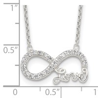 Sterling Silver Rhodium-plated CZ Infinity Love Necklace, 18" view 4