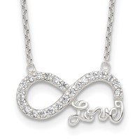 Sterling Silver Rhodium-plated CZ Infinity Love Necklace, 18" view 1