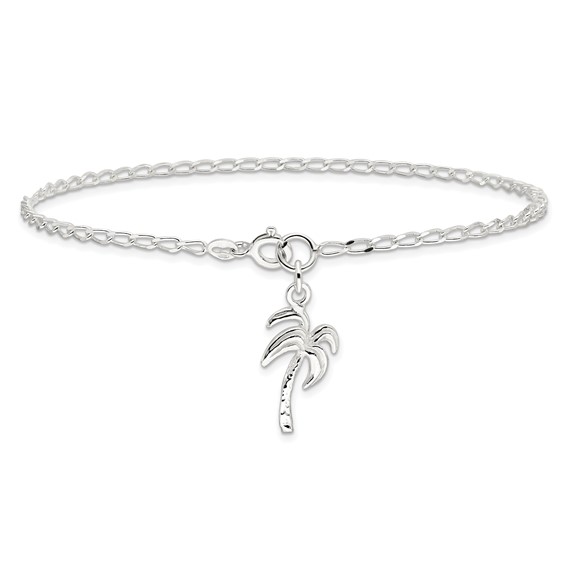 Sterling Silver Palm Tree Anklet