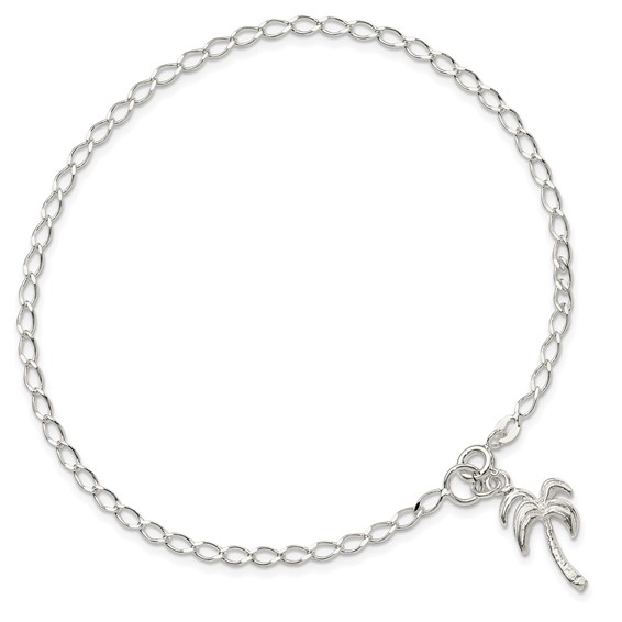 Sterling Silver Palm Tree Anklet