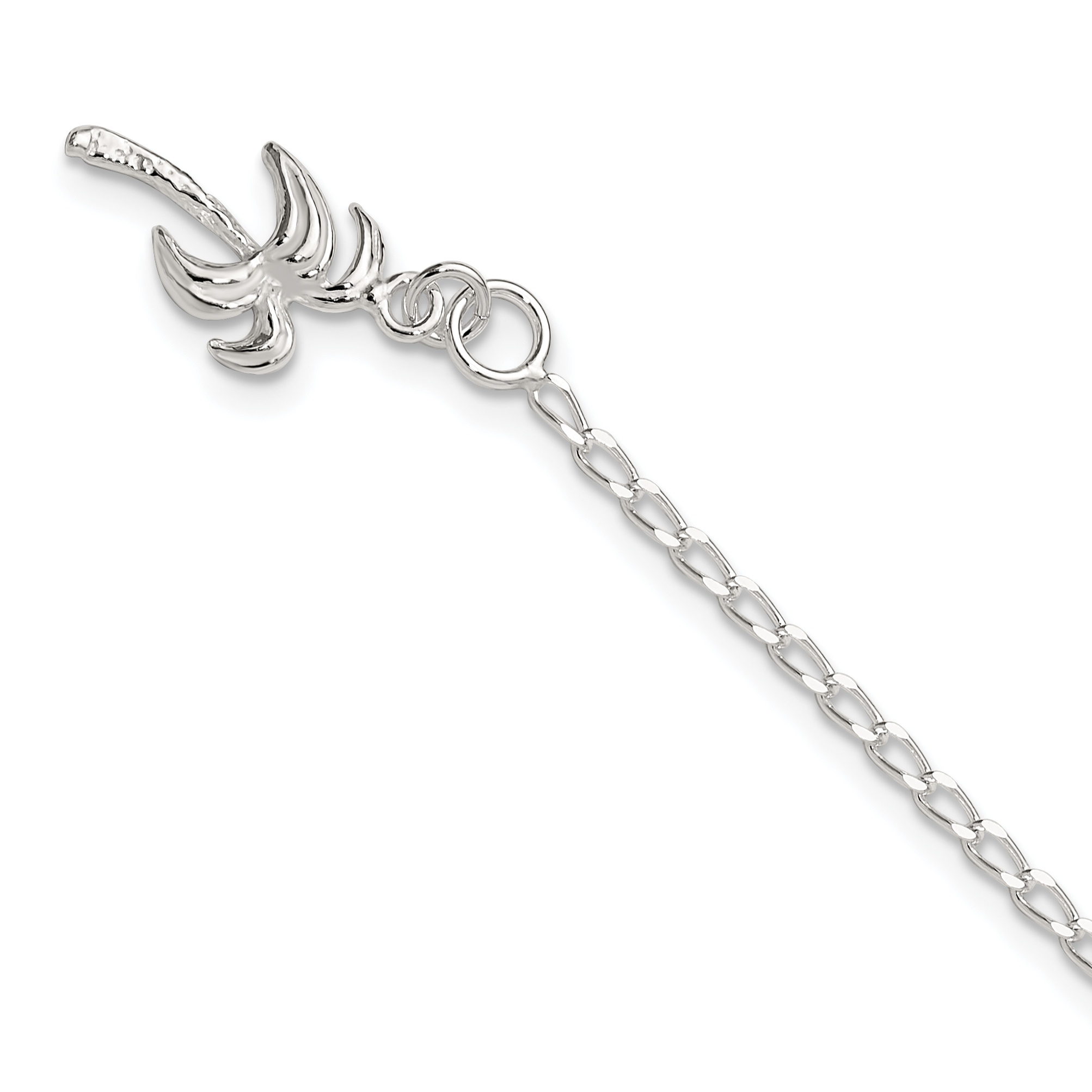 Sterling Silver Palm Tree Anklet (QG440-9)