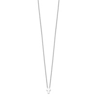 Sterling Silver Rhodium-plated Necklace with Ext. Polished Cross, 2" view 2