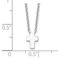 Sterling Silver Rhodium-plated Necklace with Ext. Polished Cross, 2" view 4