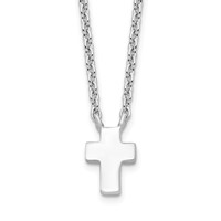 Sterling Silver Rhodium-plated Necklace with Ext. Polished Cross, 2" view 1