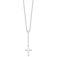 Sterling Silver Polished Cross Adjustable Up to Necklace, 23.5" view 2