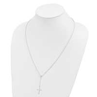 Sterling Silver Polished Cross Adjustable Up to Necklace, 23.5" view 3