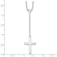 Sterling Silver Polished Cross Adjustable Up to Necklace, 23.5" view 4