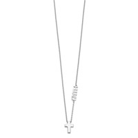 Sterling Silver Rhodium-plated Faith Necklace with Cross, 18" view 2