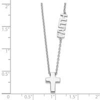 Sterling Silver Rhodium-plated Faith Necklace with Cross, 18" view 4