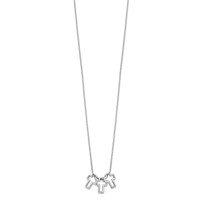Sterling Silver Rhodium-plated Polished 3-Cross Necklace, 18" view 2
