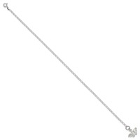 Sterling Silver Solid Polished Butterfly Anklet - 10in view 2