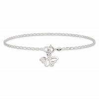 Sterling Silver Solid Polished Butterfly Anklet - 10in view 3