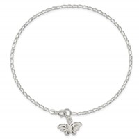 Sterling Silver Solid Polished Butterfly Anklet - 10in view 5