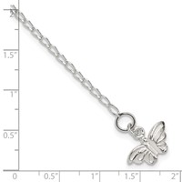 Sterling Silver Solid Polished Butterfly Anklet - 10in view 4