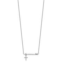 Sterling Silver Rhodium-plated CZ Cross Black Enamel Faith Necklace with 2 Inch Extension Bar, 16" view 2