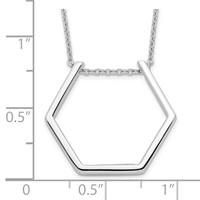 Sterling Silver Rhodium-plated Polished Hexagon Necklace, 18" view 4