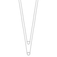 Sterling Silver Rhodium-plated CZ Circles 2-Strand Necklace with 2 Inch Extension, 15" view 2