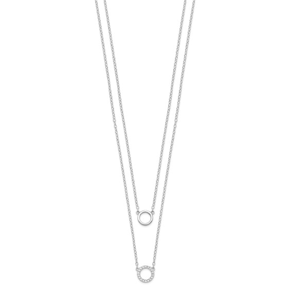 Sterling Silver Rhodium-plated CZ Circles 15in W/2in ext Necklace