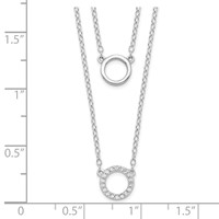 Sterling Silver Rhodium-plated CZ Circles 2-Strand Necklace with 2 Inch Extension, 15" view 4