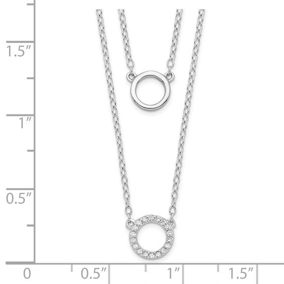Sterling Silver Rhodium-plated CZ Circles 15in W/2in ext Necklace