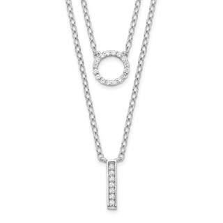 Sterling Silver Rhodium-plated CZ  2-Strand Necklace