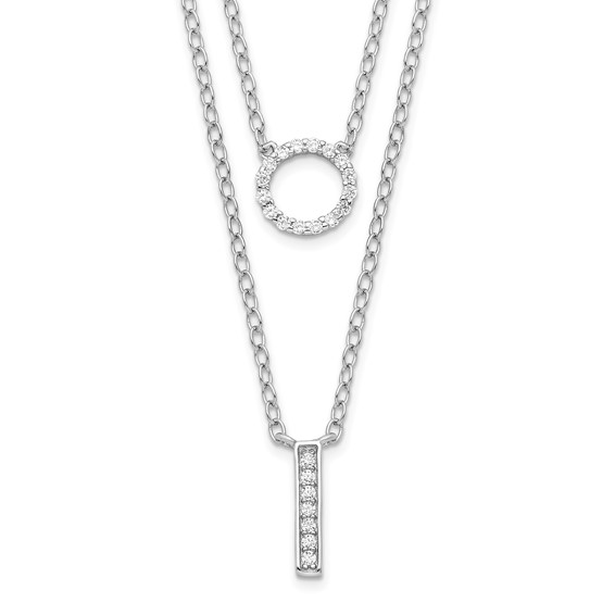 Sterling Silver Rhodium-plated CZ  2-Strand Necklace
