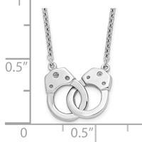 Sterling Silver Rhodium-plated Polished Handcuff Necklace, 18" view 4