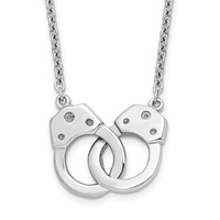 Sterling Silver Rhodium-plated Polished Handcuff Necklace, 18" view 1
