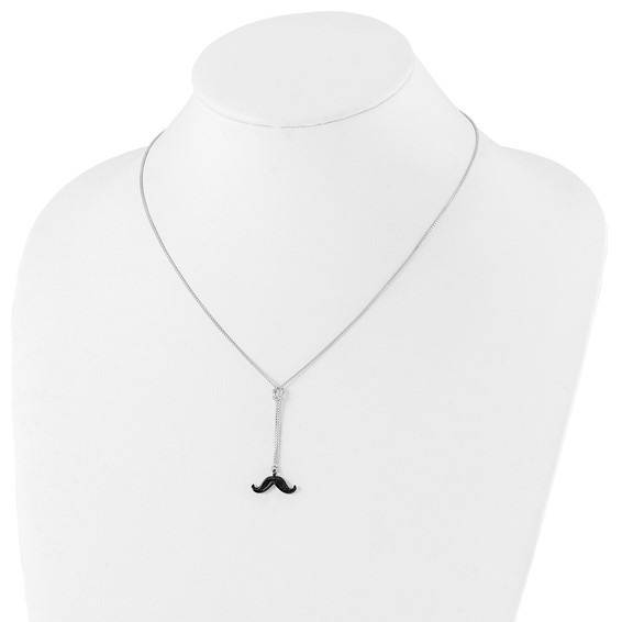Sterling Silver & Ruthenium-plated Mustache Drop Necklace