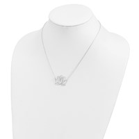 Sterling Silver Rhodium-plated Polished Lotus Flower Necklace, 18" view 3