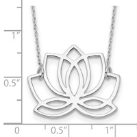 Sterling Silver Rhodium-plated Polished Lotus Flower Necklace, 18" view 4