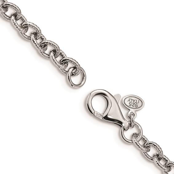 Sterling Silver Rhodium-plated Fancy Swirls Bracelet