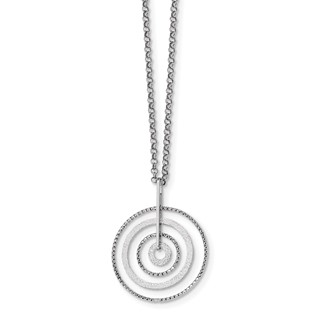 Sterling Silver Rhodium-plated D/C Circles w/2in ext. Necklace