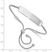 Sterling Silver Rhodium-plated Polished Engravable 39x9mm Plate Adjustable 6 to Bolo ID Bracelet - 10in view 2