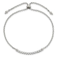 Sterling Silver Rhodium-plated CZ Adjustable Bolo Bracelet view 3