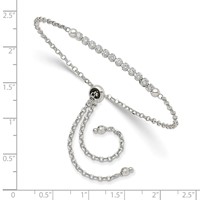 Sterling Silver Rhodium-plated CZ Adjustable Bolo Bracelet view 2