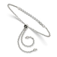 Sterling Silver Rhodium-plated CZ Adjustable Bolo Bracelet view 1