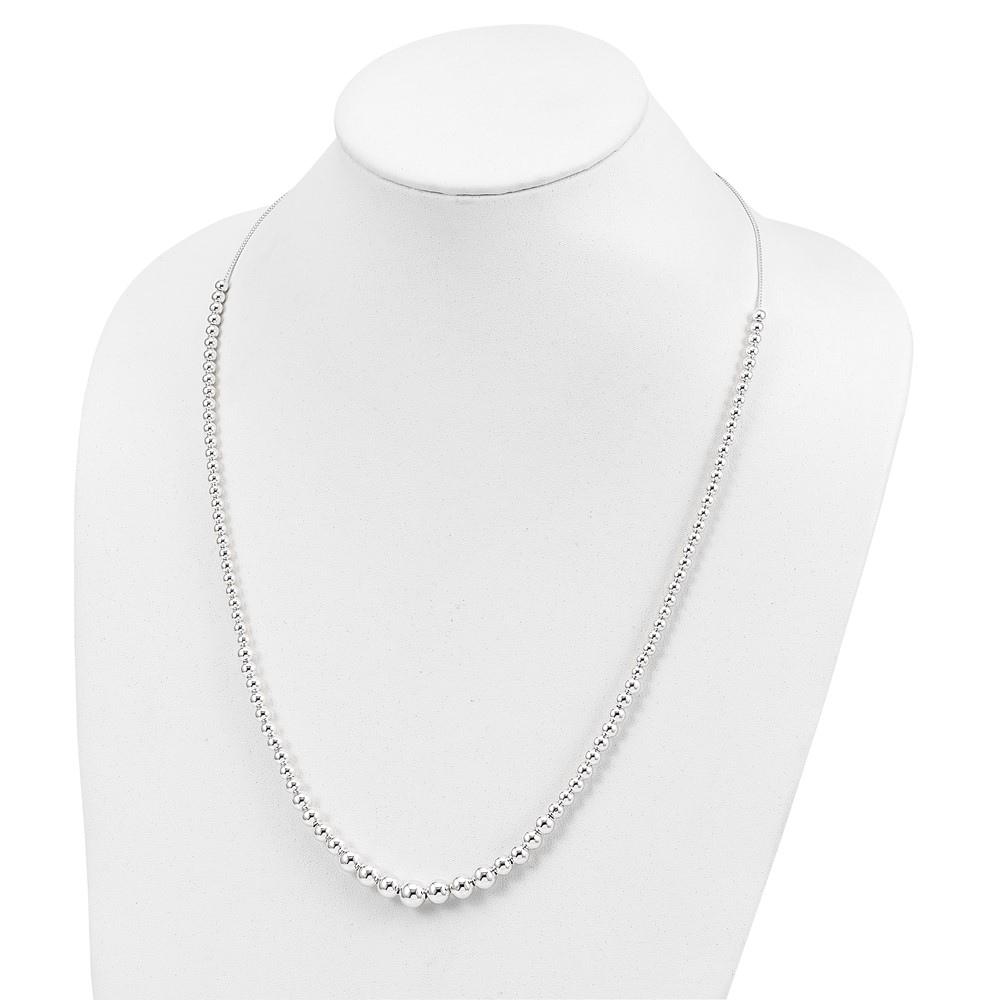 Sterling Silver Graduated Beads Adjustable Necklace (QG4548-28)