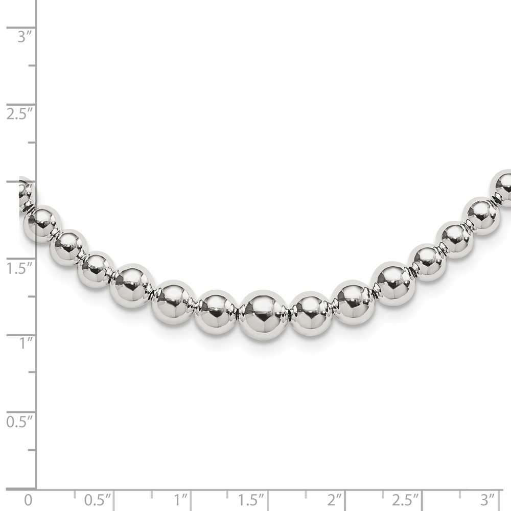 Sterling Silver Graduated Beads Adjustable Necklace (QG4548-28)