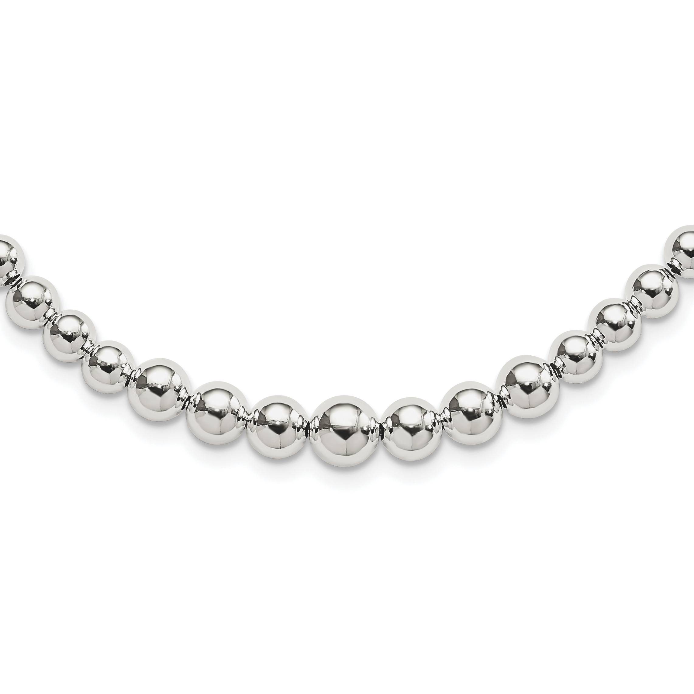 Sterling Silver Graduated Beads Adjustable Necklace (QG4548-28)