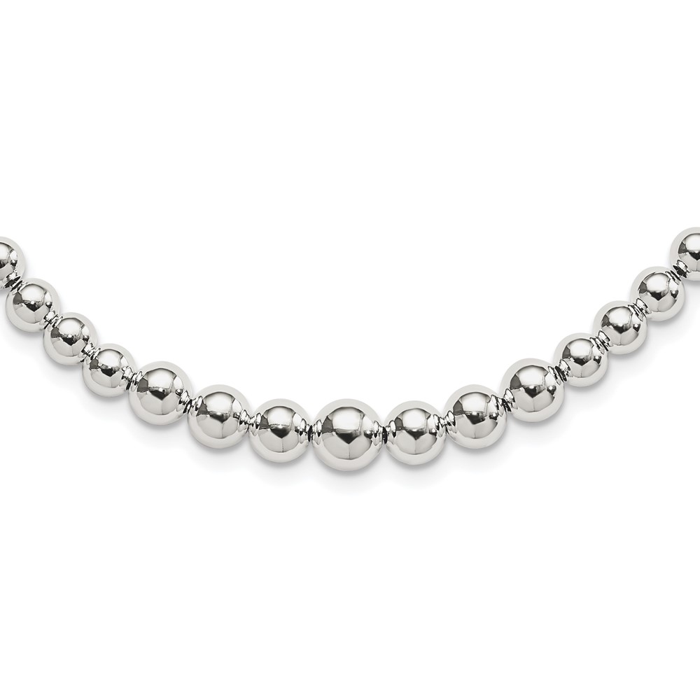 Sterling Silver Graduated Beads Adjustable Necklace (QG4548-28)
